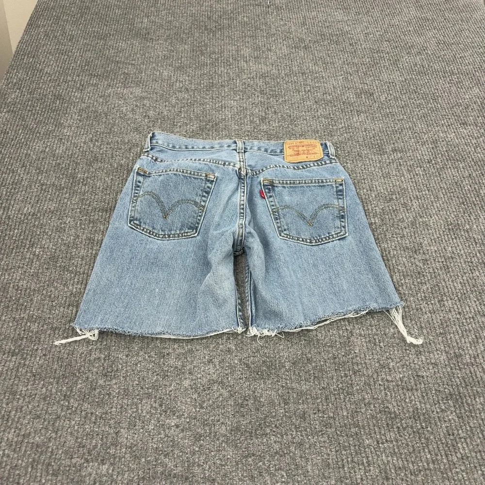 Levis 505 Denim Shorts Mens 31 Blue 100% Cotton Cut Off Frayed Casual Summer